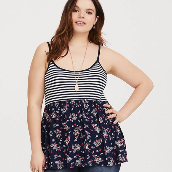 torrid Tops - NWT Striped and Floral Babydoll Tank Top